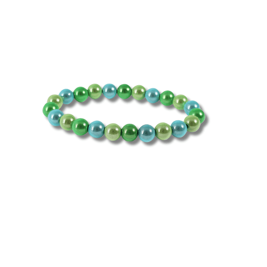 Perlenarmband – 8mm Perlen - mehrfarbig, grün und blau - afHandmade