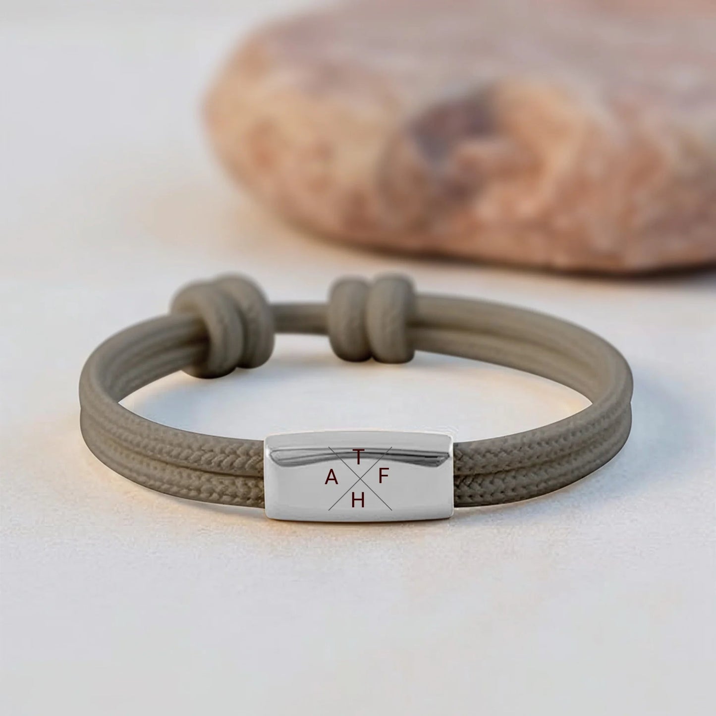 Personalisiertes Segeltau Armband mit deinen Initialen silber - afHandmade