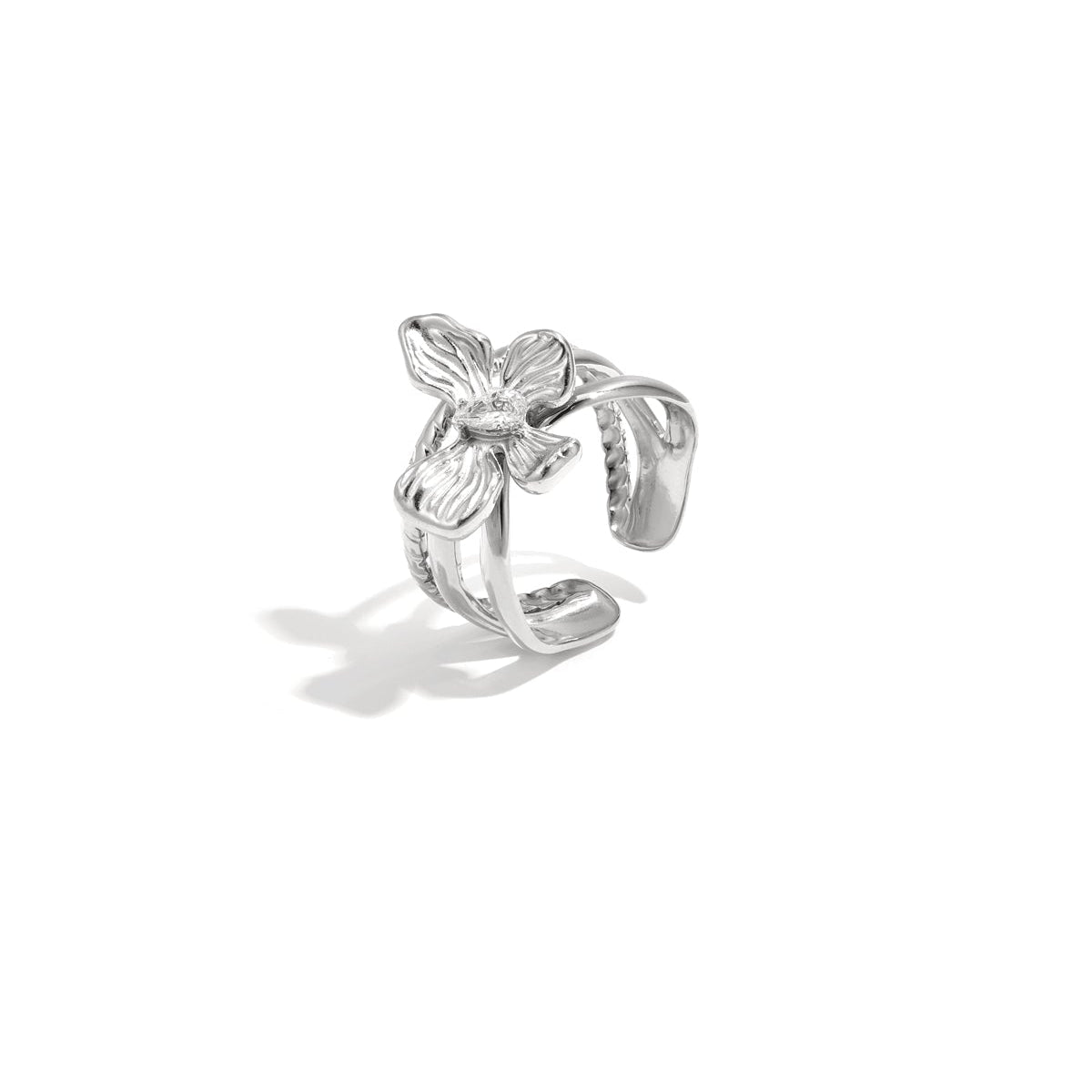 Statement - Ring Blume & Stein – Verstellbarer Edelstahl Ring (2 cm) - afHandmade