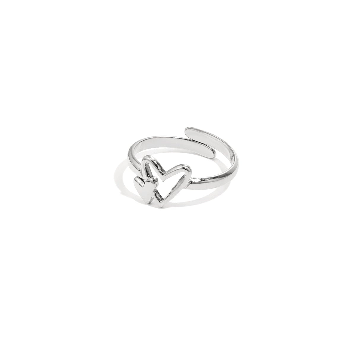 Statement - Ring Doppelherz – Verstellbarer Edelstahl Ring (2 cm) - afHandmade