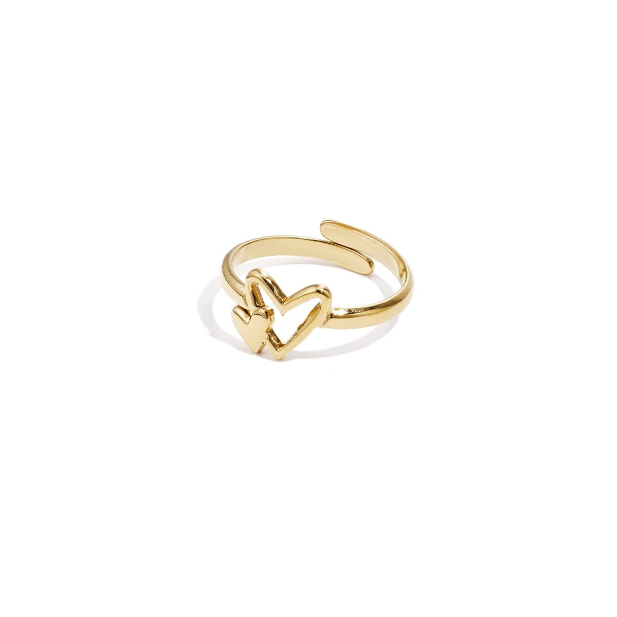 Statement - Ring Doppelherz – Verstellbarer Edelstahl Ring (2 cm) - afHandmade