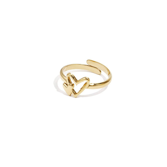 Statement - Ring Doppelherz – Verstellbarer Edelstahl Ring (2 cm) - afHandmade