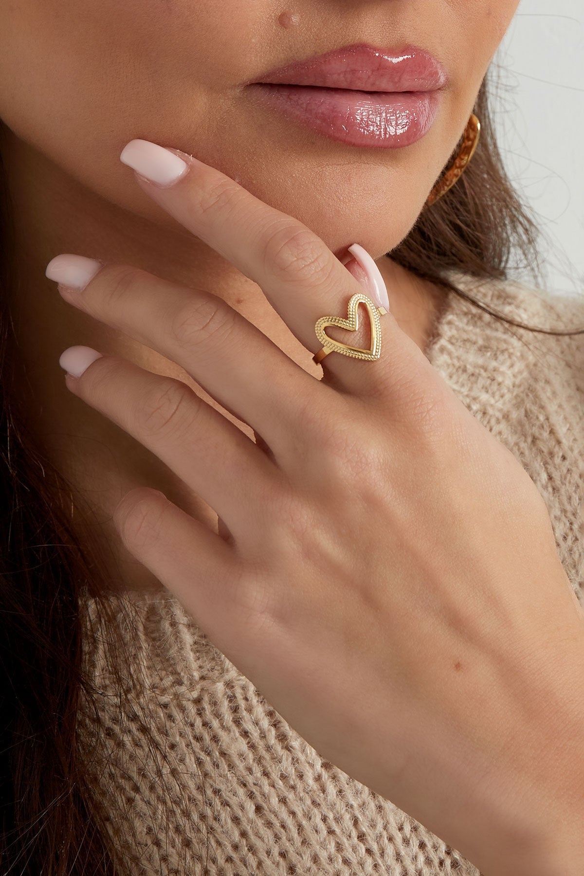 Statement Ring Herz verstellbar – Edelstahl Ring 2 cm breit Damen Schmuck - afHandmade