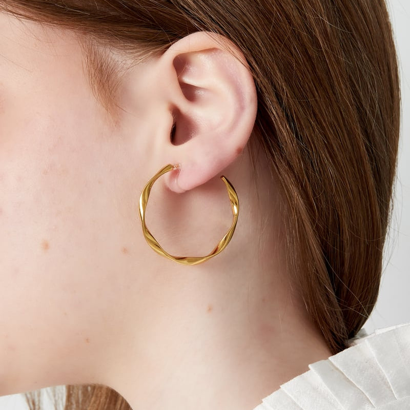 Twist Creolen - Clip - Ohrringe - gold und silber - 4 cm - afHandmade