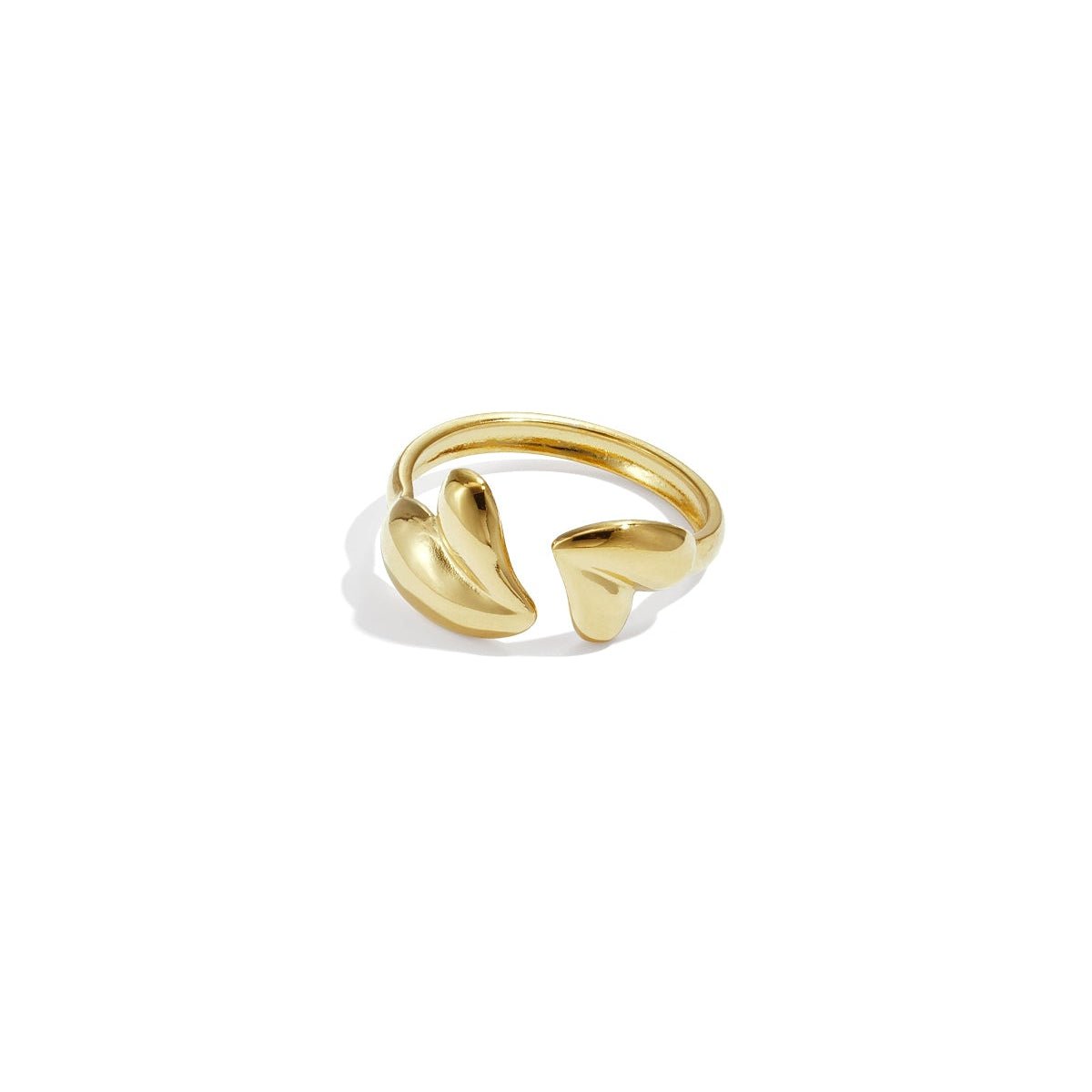 Verstellbarer Doppelherz Ring – Edelstahl Statementring - afHandmade