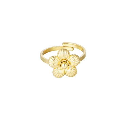 Verstellbarer Edelstahl Ring mit Blume – wasserfester Statement Ring Damen - afHandmade