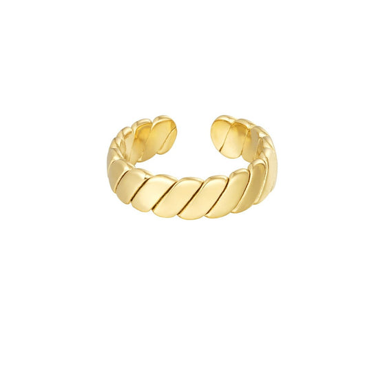 Verstellbarer Edelstahl Ring mit Streifen Design – Moderner Statement Ring Damen - afHandmade