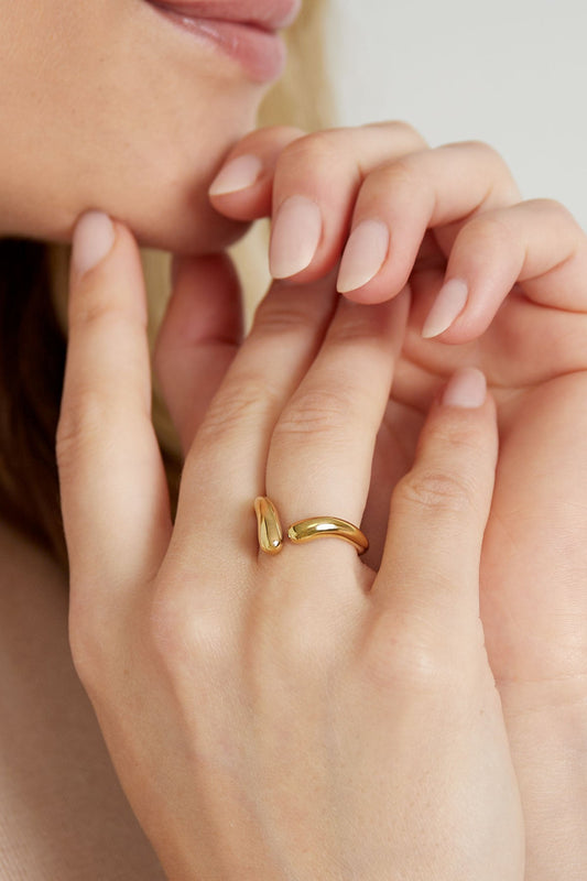 Verstellbarer Edelstahl Ring mit Tropfen – Minimalistischer Statement Ring 2 cm Damen - afHandmade