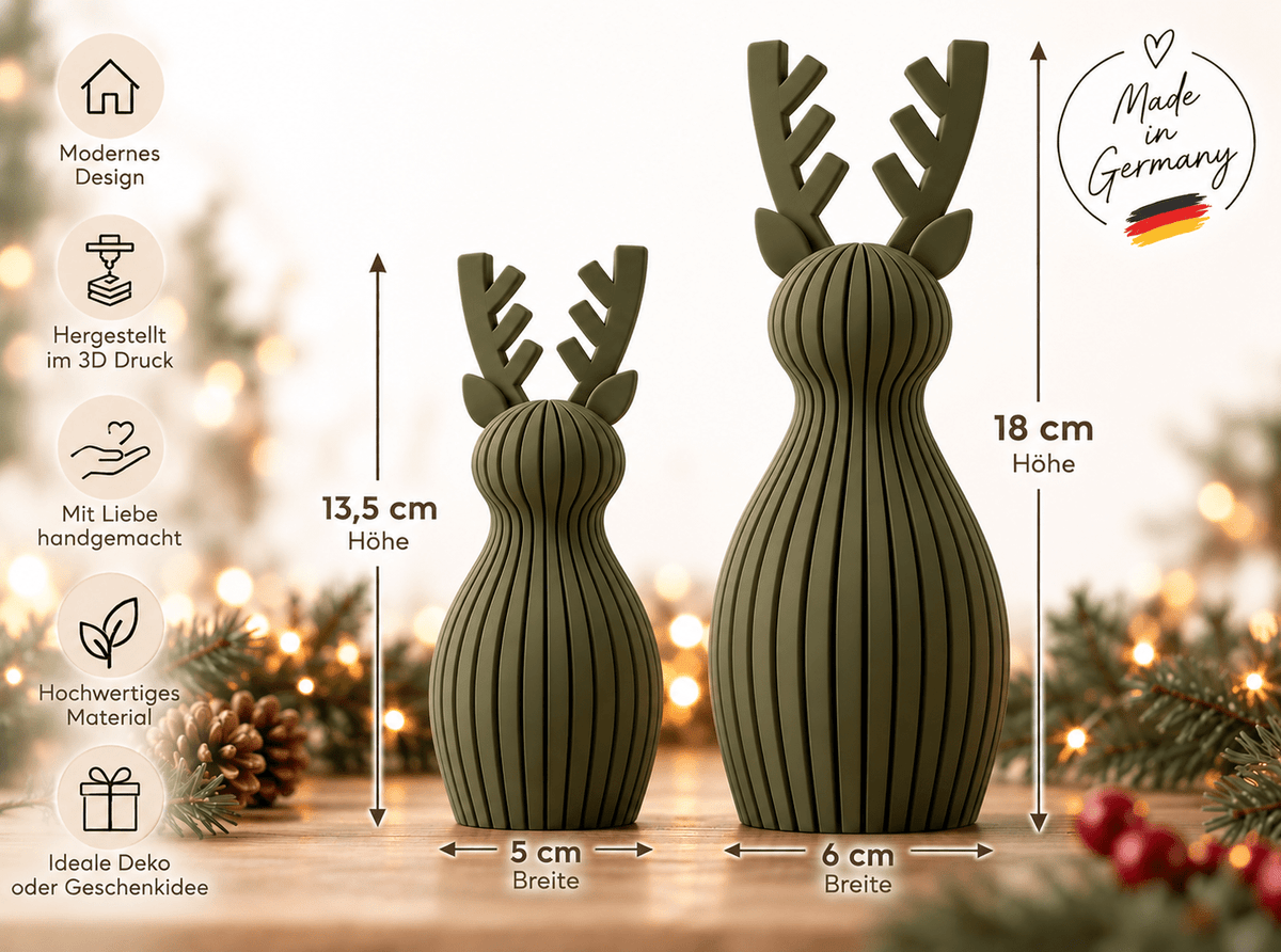 Weihnachts-Rentiere im 2er-Set – Moderne Weihnachtsdeko aus dem 3D-Druck - afHandmade
