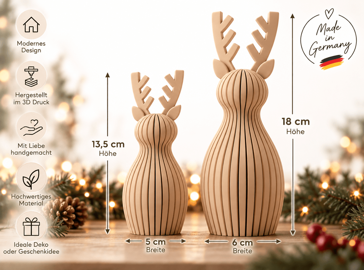 Weihnachts-Rentiere im 2er-Set – Moderne Weihnachtsdeko aus dem 3D-Druck - afHandmade