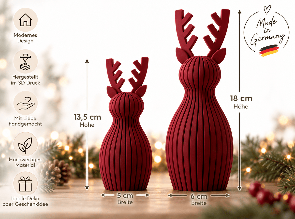 Weihnachts-Rentiere im 2er-Set – Moderne Weihnachtsdeko aus dem 3D-Druck - afHandmade