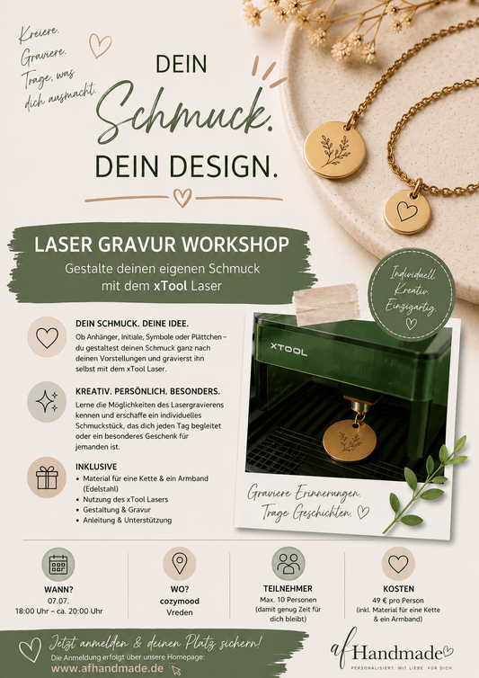 Workshop GRAVIEREN 07.07. - Cozymood Vreden 18:00 Uhr bis ca. 20:00 Uhr - afHandmade
